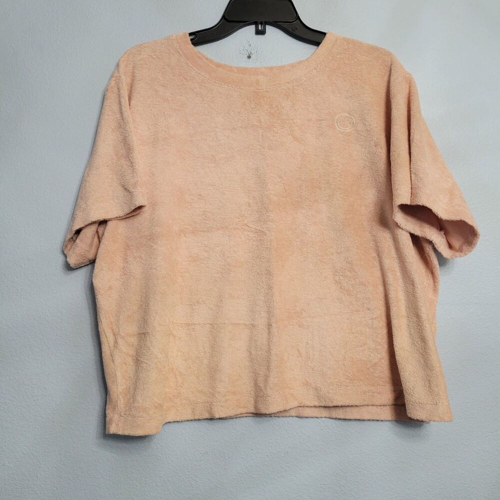 Organic Cotton Terry Cloth Boxy Crop Top Peach XL Soft Girl Coastal Loungewear